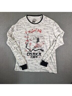 Original Gravity Osaka Japan Long Sleeve Shirt Mens Size L White Kitsune Pagoda